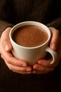 The comfort of a hot chocolate on a dark day